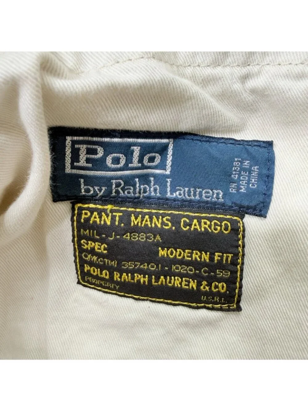Polo Ralph Lauren Cargo Pants Men 42 x 30 Beige Paratrooper Military Adjustable